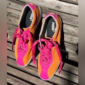 Puma Lifestyles Orange Suede & Fuchsia Sneakers